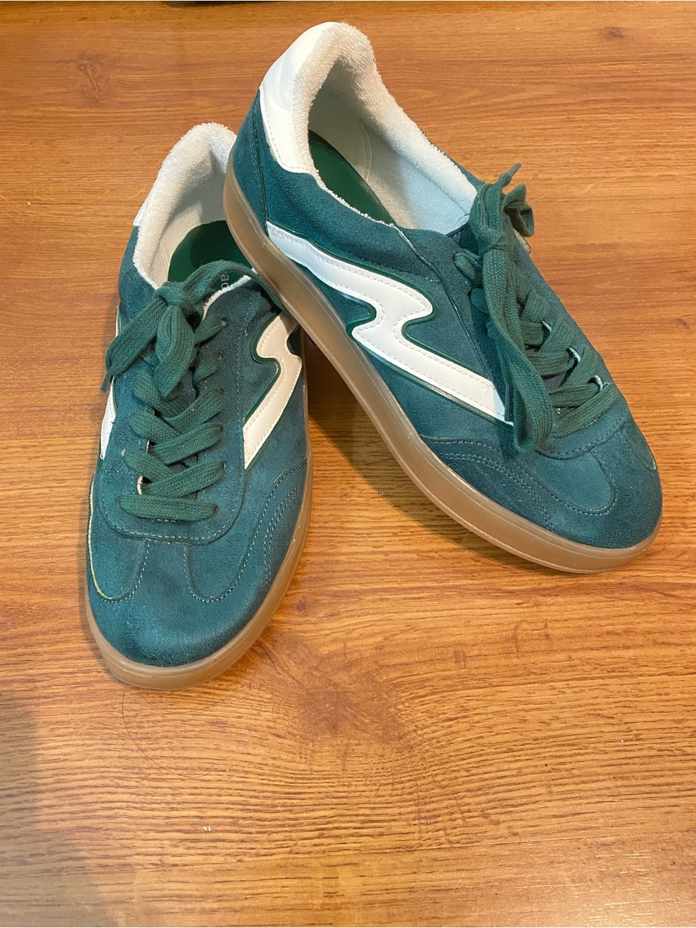 Madden Girl Emerald Green Suede Sneakers with White Side Stripe- size 8